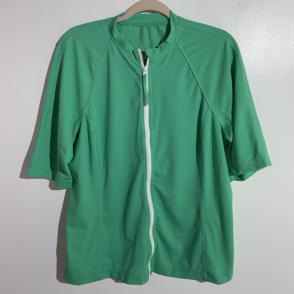 Lands End Zip Up Swim Shirt Women XL/18 Rash Guard Beach Resort Cruise Pool UPF